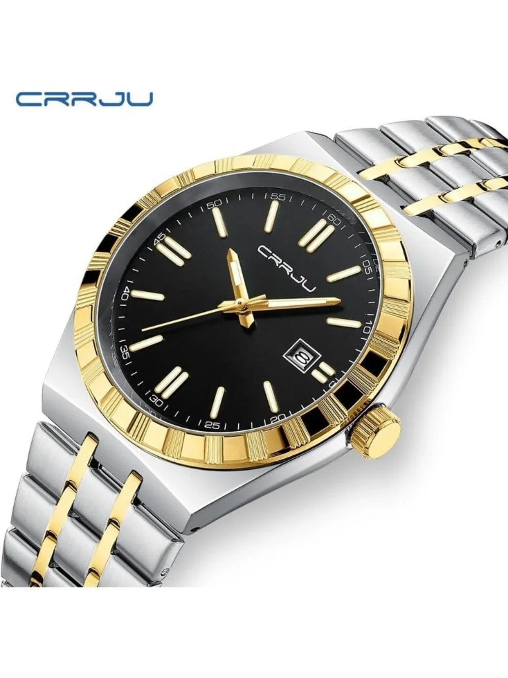 Men's Silver Gold Black Luxury Luminous Analog Quartz Fashion Casual Wrist Watch